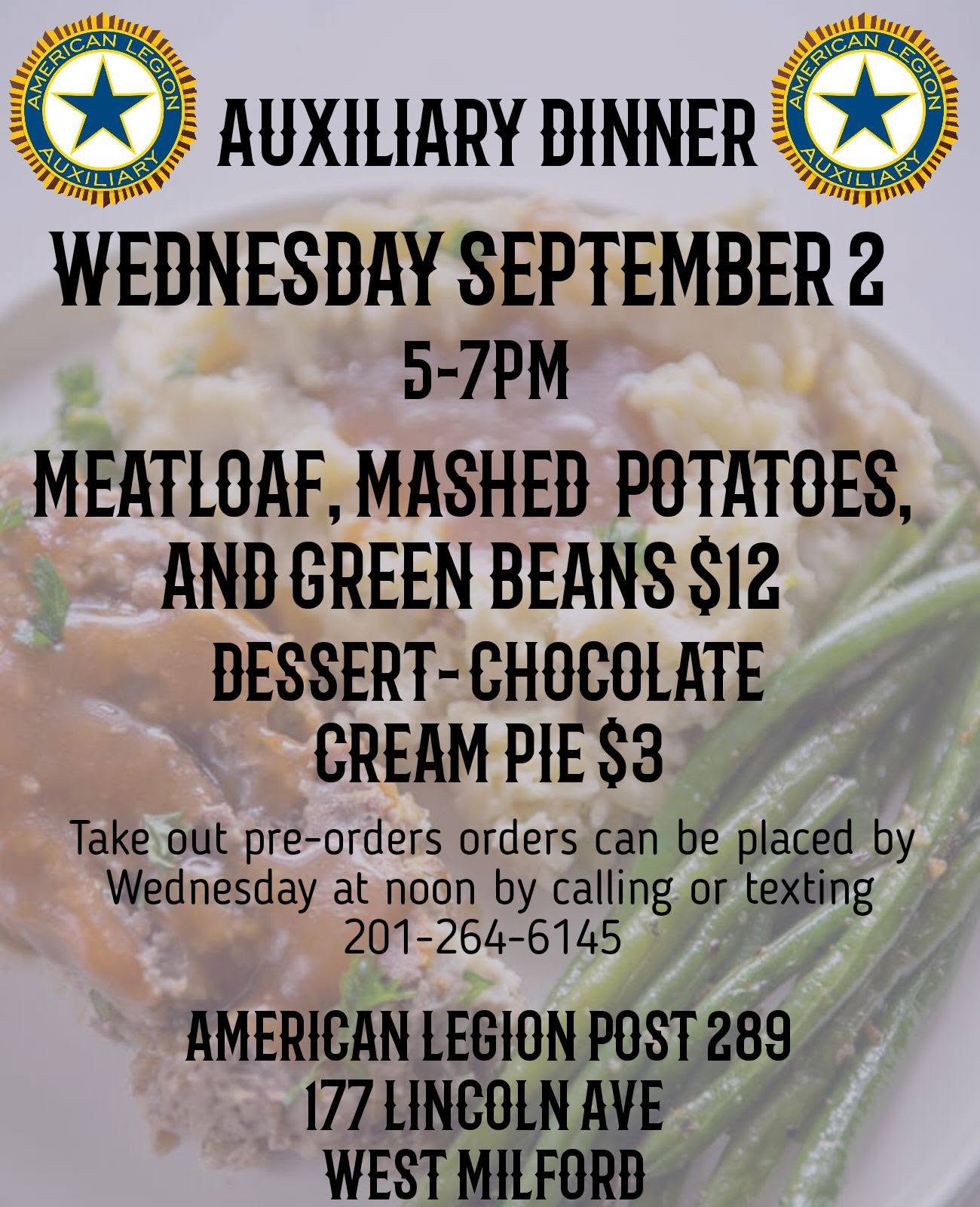 Auxiliary Dinner - American Legion Post 289