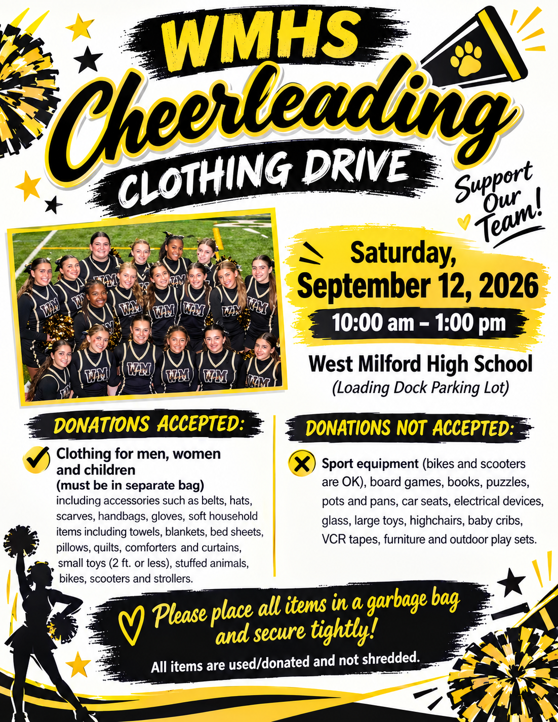 WMHS Cheerleading Clothing Drive