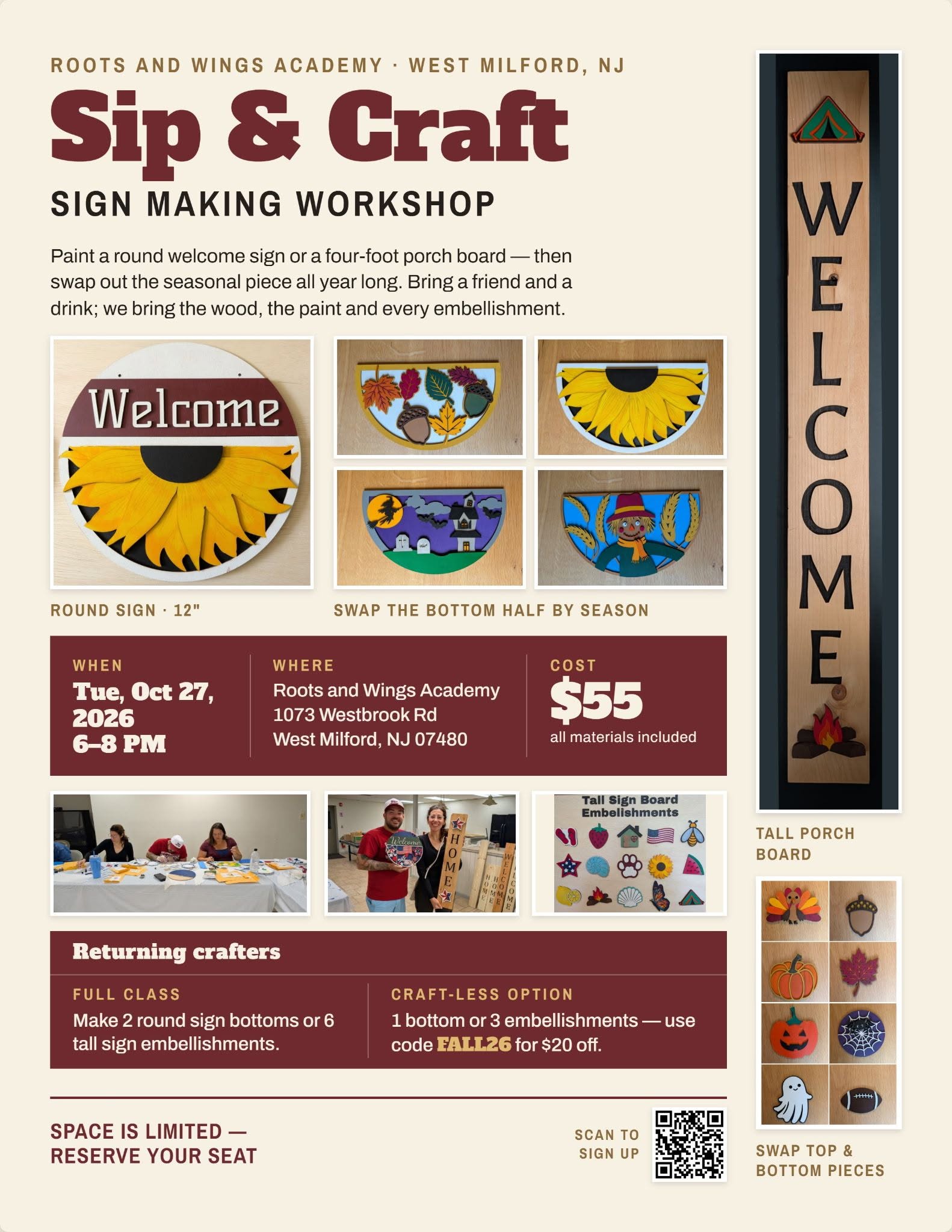 Sip & Craft Seasonal Sign Workshop